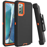 Case For Galaxy Note 20 With Clip, Heavy-Duty Tough Rugged Shockproof Drop Protective Cover Cases For Samsung Galaxy Note 20, Black+Orange