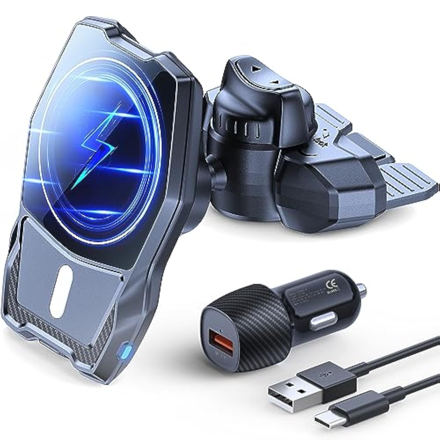 Magnetic Wireless Charging Car Mount Cd Phone Holder Compatible With Magsafe Iphone (Black)