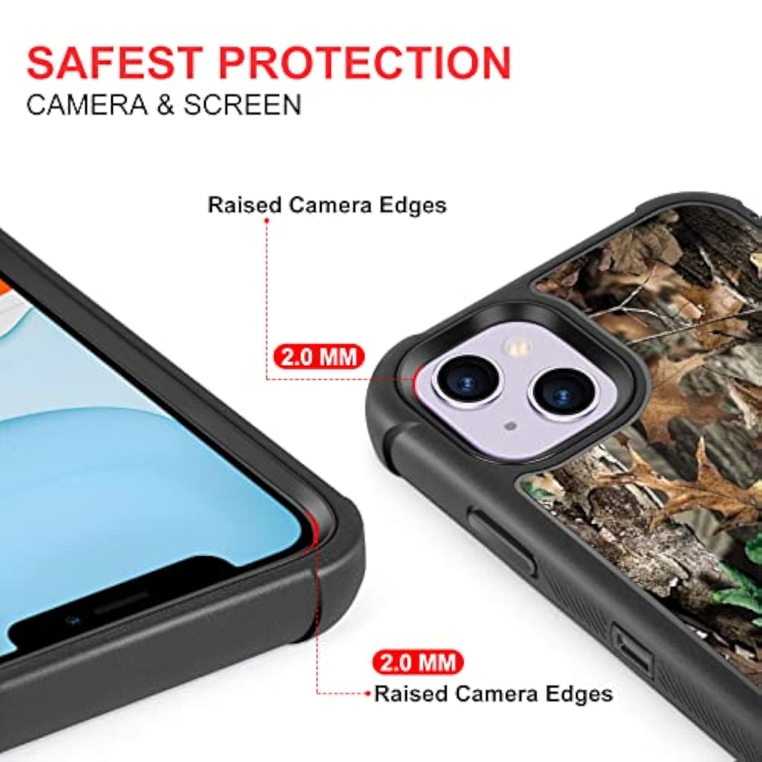 Compatible With Iphone 13 Case Iphone 14 Case Camo Leaf Design For Men Boys, 3-Layer Rugged Shockproof Hard Plastic Bumper +Soft Silicone Rubber Heavy Duty Protection Cover