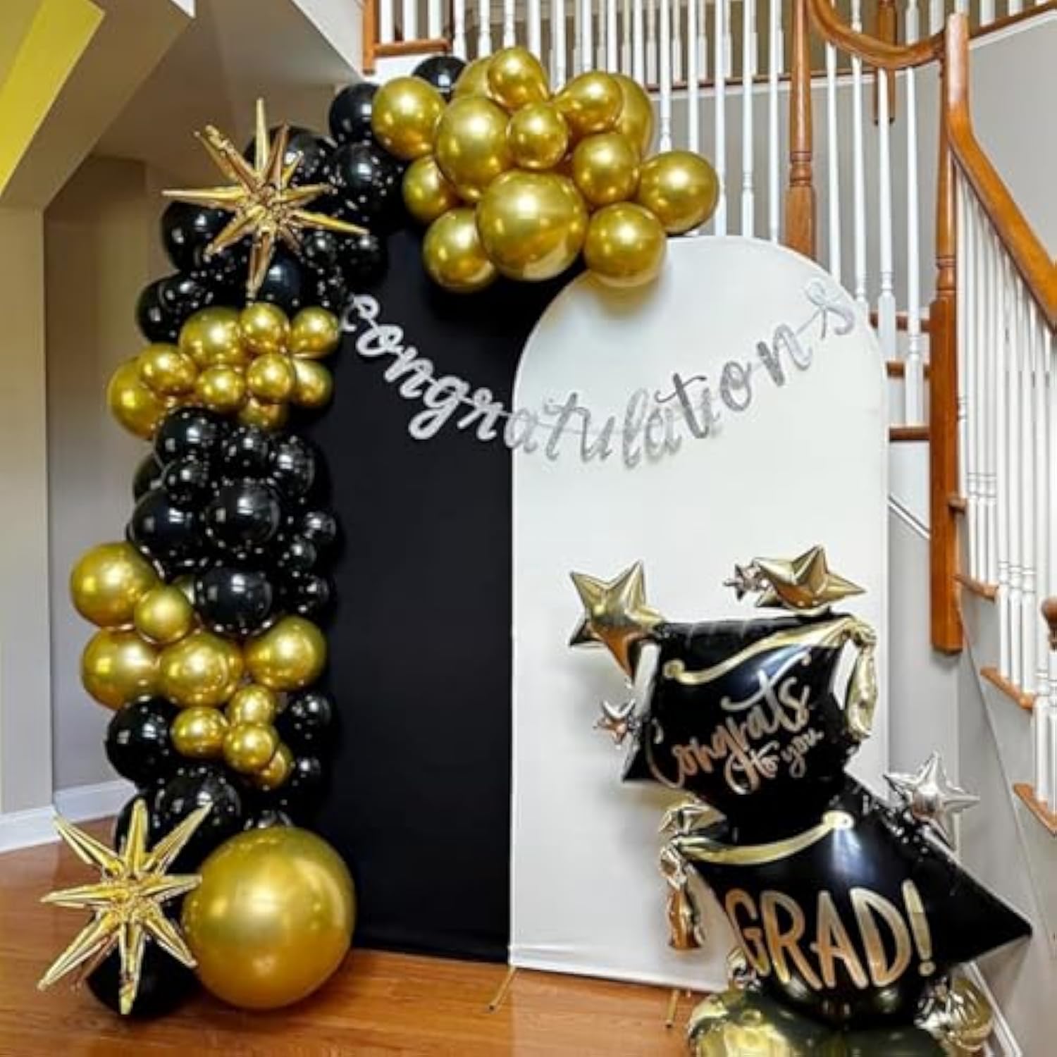 Black Gold Balloon Garland Kit 124pcs Birthday Wedding New Year Decor