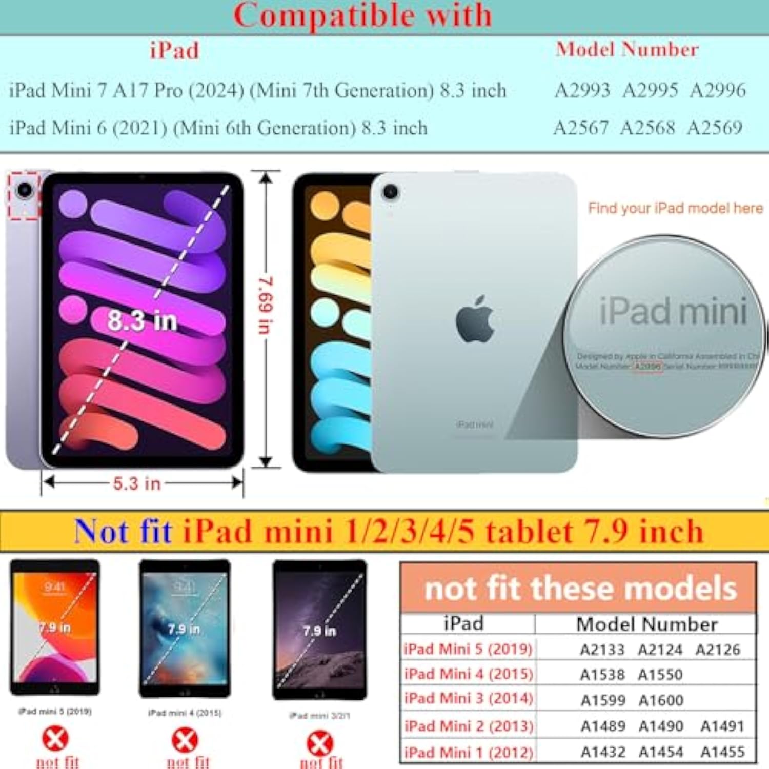For Ipad Mini 6Th Generation Case 8.3 Inch 2021,Multi-Angle Stand Folio Cover