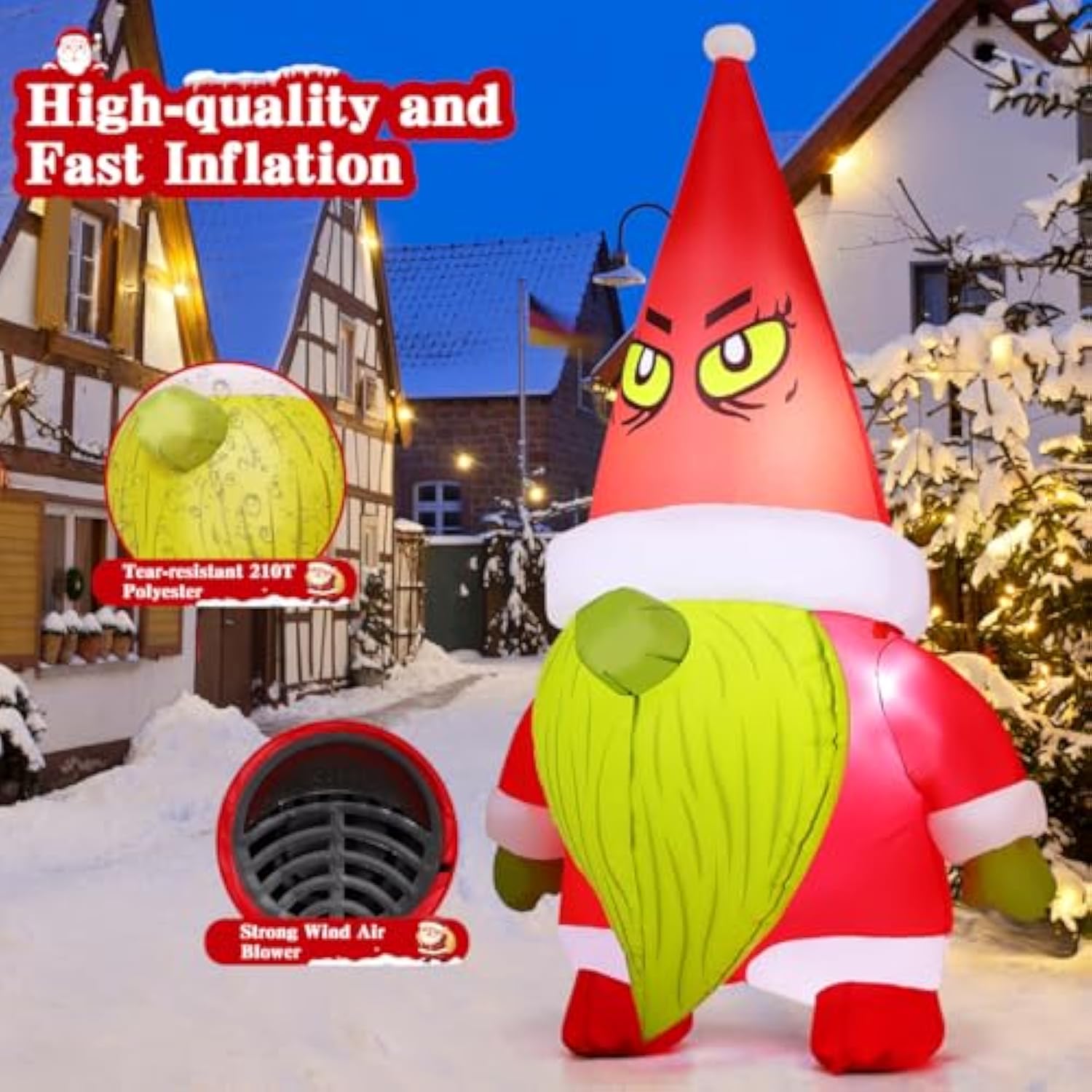 6 Ft Christmas Inflatables Gnomes Outdoor Decorations Christmas Blow Up With Built-In Leds For Holiday Party Xmas Yard G