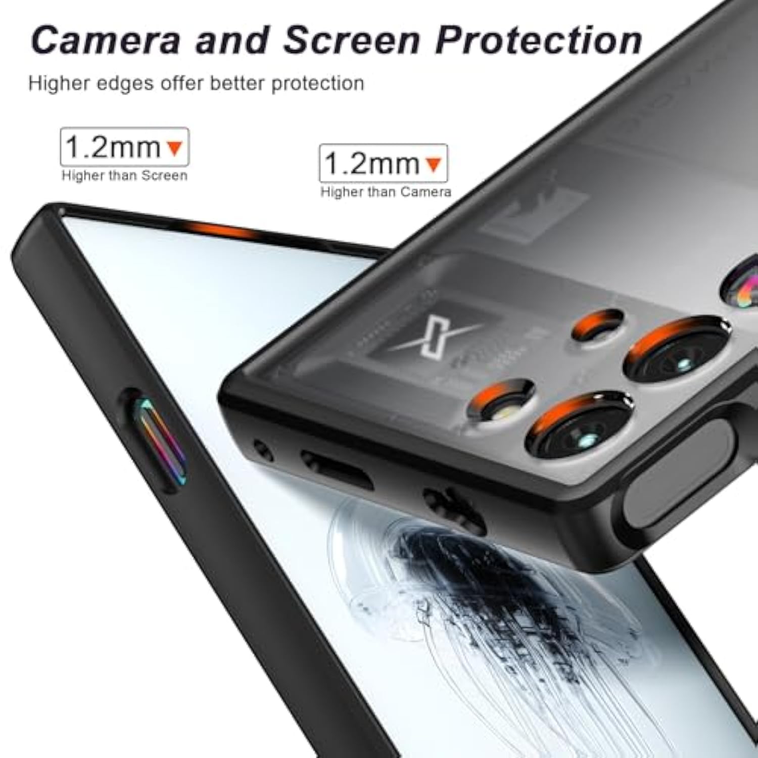 Slim Fit Case For Zte Nubia Red Magic 10 Pro/10 Pro+/10S Pro/10S Pro+, Translucent Matte Hard Pc Back & Soft Tpu Bumper Protective Shockproof Case For Red Magic 10 Pro 2024 (Black)