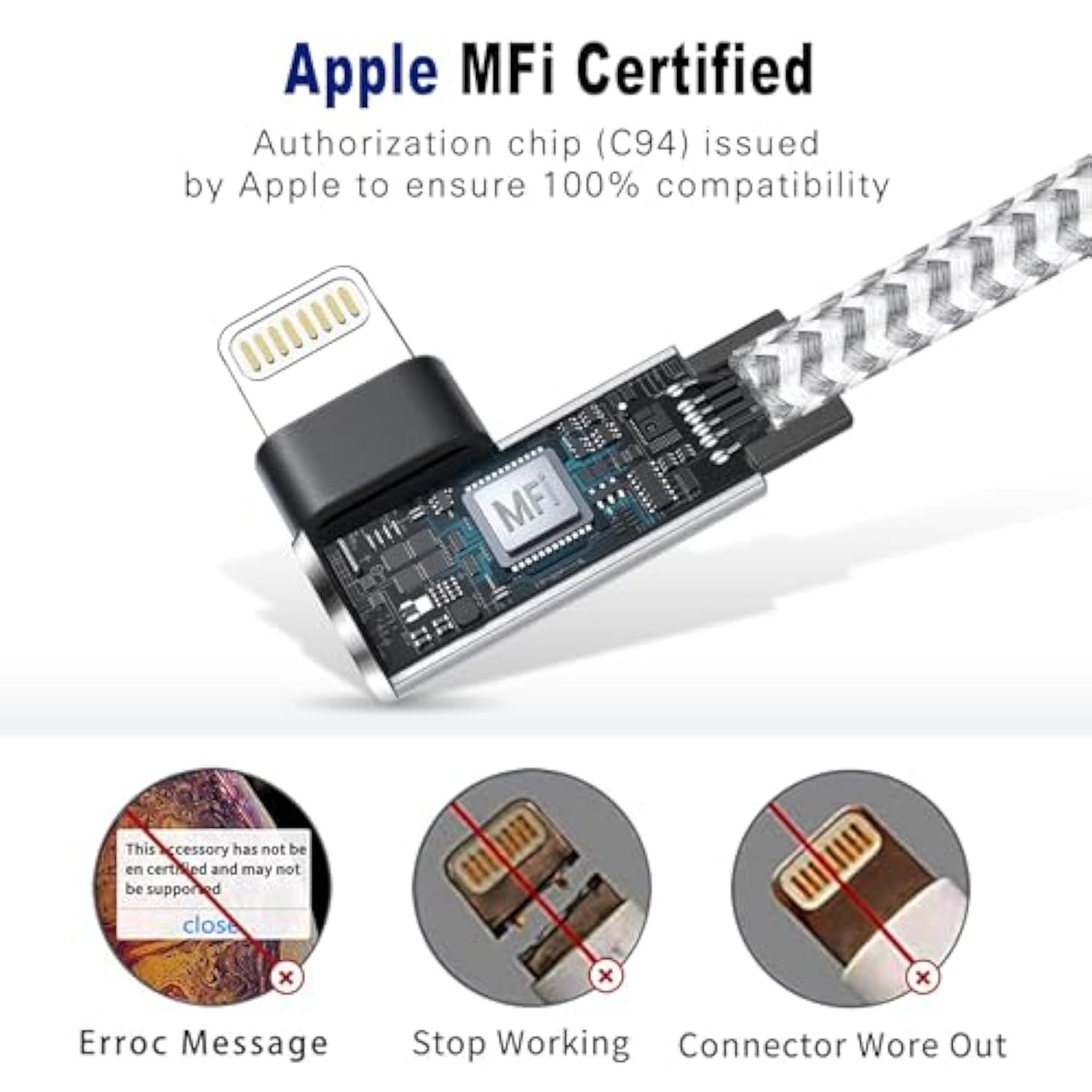 2Pack Mfi Certified 3Ft Usb-C To Lightning Cable - Power Delivery, 90 Degree, Nylon Braided, Fast Charging For Iphone 14-8, Ipad