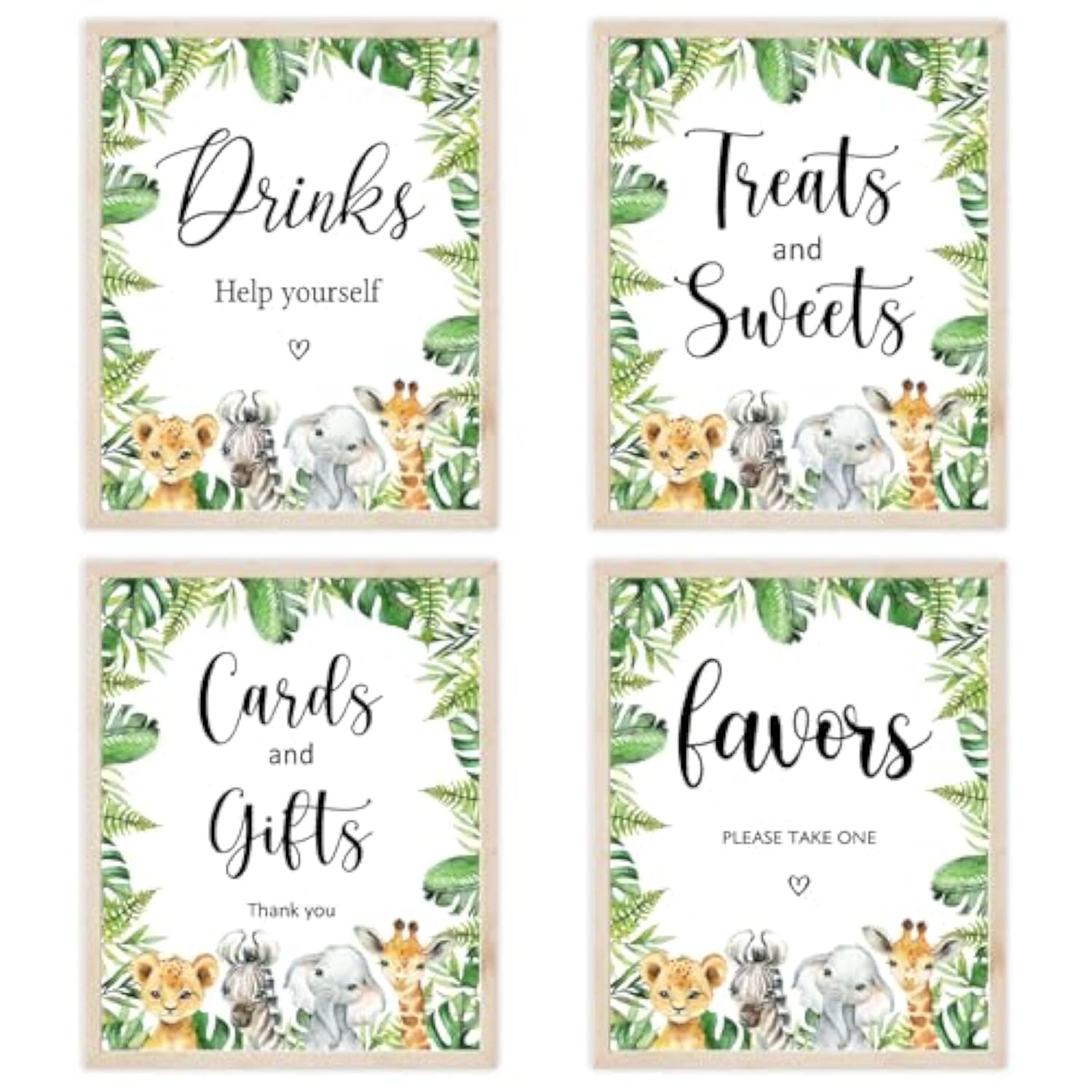 4Pcs Animal Table Sign Centerpieces For Baby Shower Supplies,Safari Theme Decorations Birthday Party Supplies (8X10In)