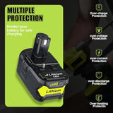 2Pack 6.0Ah Repacement For Ryobi 18V Battery With P117 Charger Compatible With Ryobi Battery 18V P102 P103 P104 P105 P107 P108 P109 Battery & Charger Kit