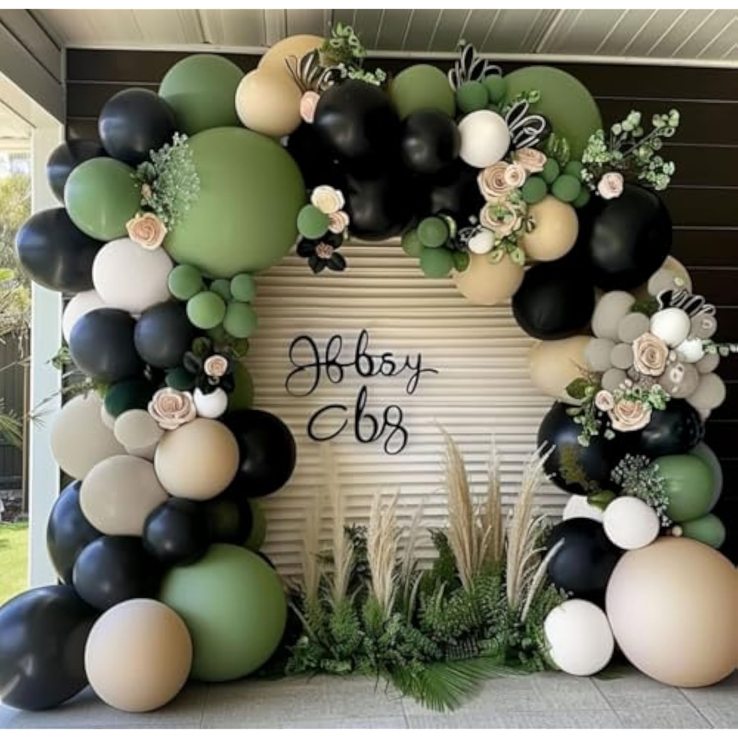 Black Sage Green Nude Balloon Garland Double Stuffed Olive Green Sand White Balloon Avocado Apricot Black Latex Arch Kit For Jungle Safari Wild One Birthday Baby Shower Woodland Decorations