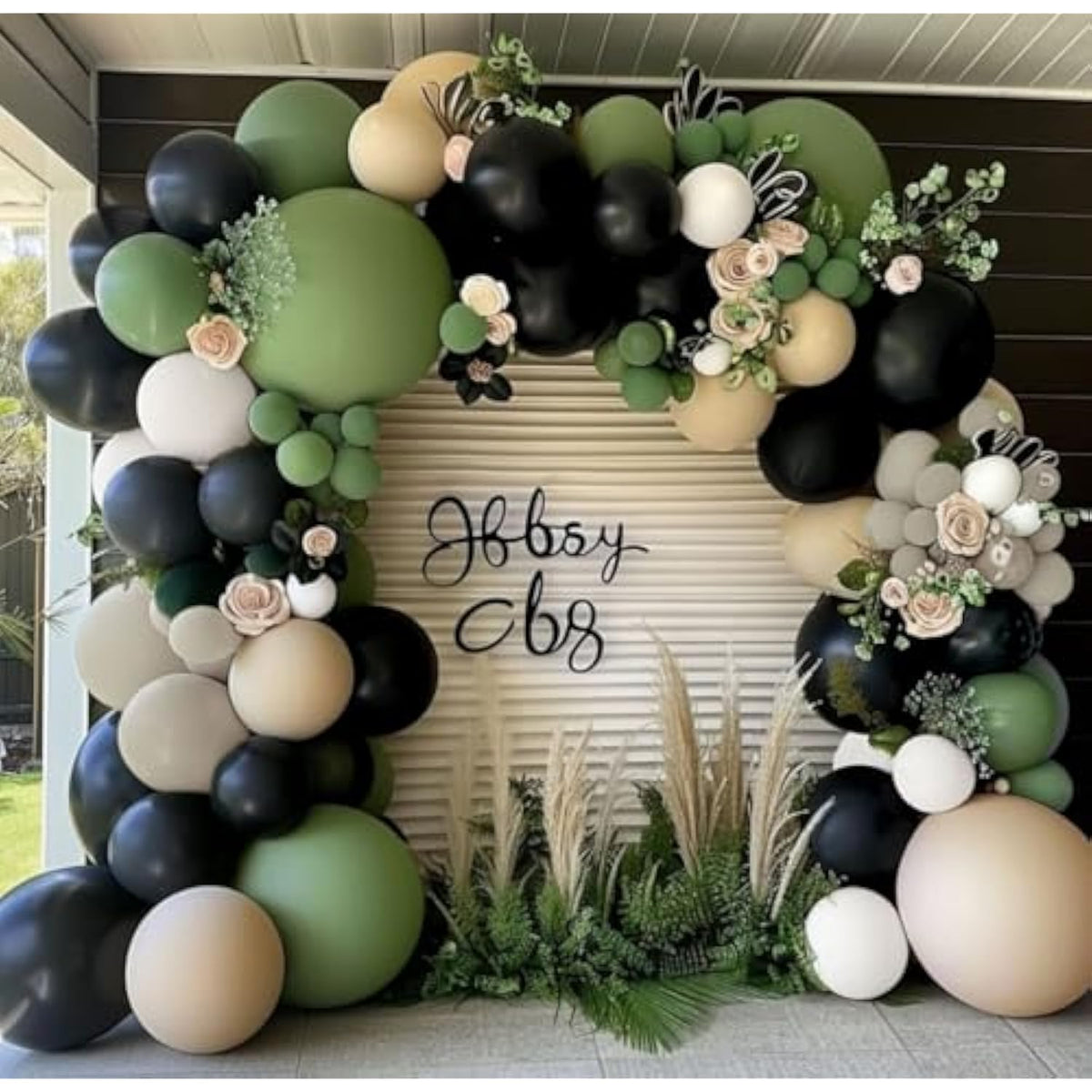 Black Sage Green Nude Balloon Garland Double Stuffed Olive Green Sand White Balloon Avocado Apricot Black Latex Arch Kit For Jungle Safari Wild One Birthday Baby Shower Woodland Decorations