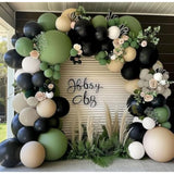 Black Sage Green Nude Balloon Garland Double Stuffed Olive Green Sand White Balloon Avocado Apricot Black Latex Arch Kit For Jungle Safari Wild One Birthday Baby Shower Woodland Decorations