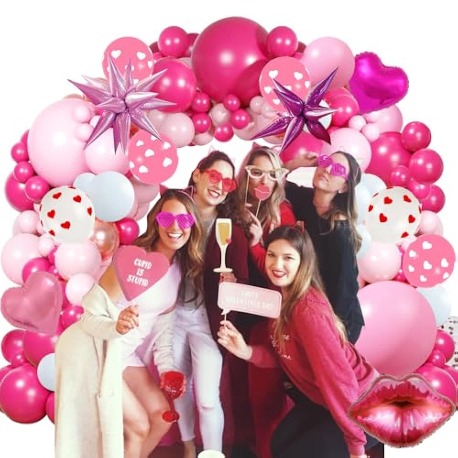 Galentines Day Balloon Arch Garland Kit With 120 Pcs Galentines Day Party Decorations Balloons Love Balloons Heart Balloon For Galentines Day Party Valentines Birthday Party Supplies