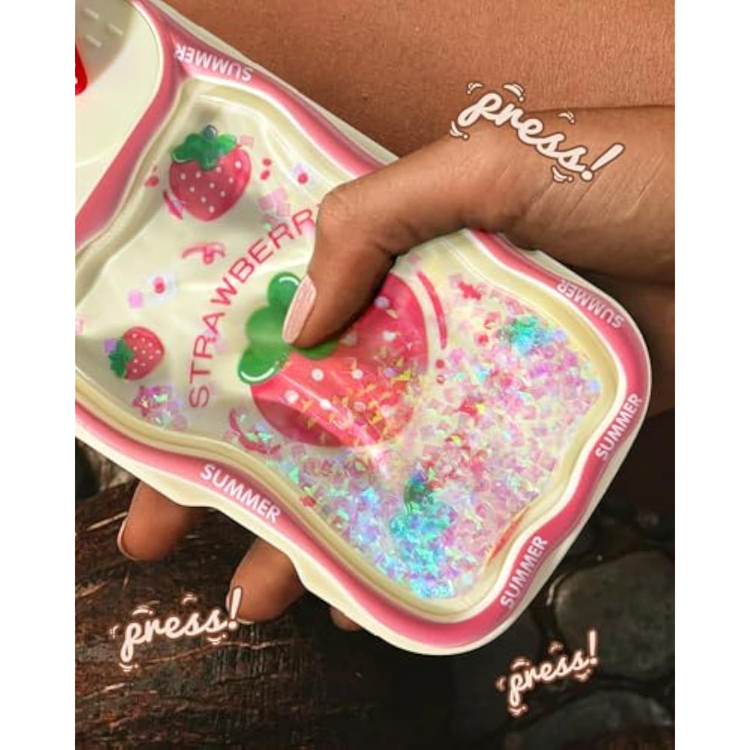 For Iphone 16 Case 6.1 Inch - Women Girls Cute Phone Cover Strawberry With Sliding Camera Cover Girly Glitter Pretty Kawaii Unique Design Flowing Liquid Quicksand Case For Iphone 16