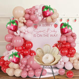 140Pcs Strawberry Balloon Arch Garland Kit With Red Pink Nude Strawberry Balloon For Berry First Baby Shower Themes, Birthday Decorations, Valentine'S Day Party Supplies