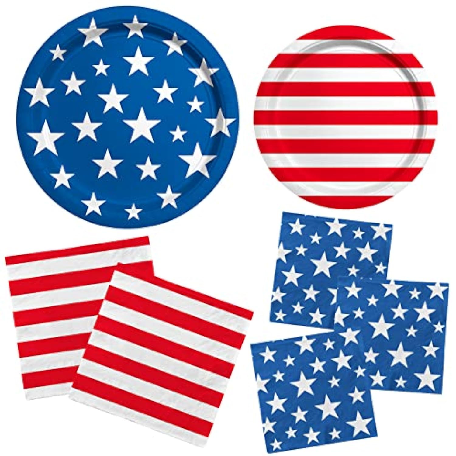 American Flag Party Supplies Set: Serves 50, Patriotic Decorations