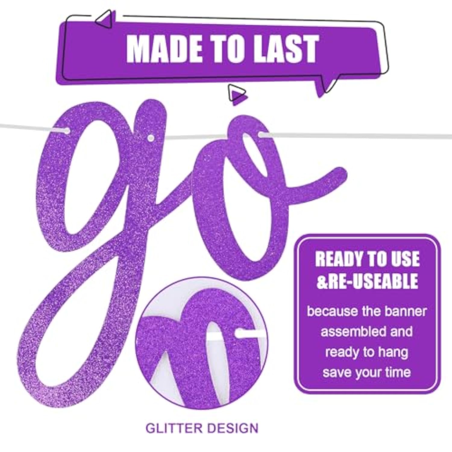 Purple Go Sha It'S Your Birthday Banner Balloons Set, Glitter Happy Birthday Banner With Purple Silver Confetti Balloon Star Foil Balloon For Girls Women Hip Hop Rap Theme Birthday Party Decoration