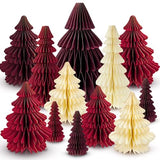 12 Pcs Neutral Christmas Trees Honeycomb Paper Tree Centerpiece with Magnetic Closing 5.9-13.78 Inch Xmas 3D Glitter Honeycomb Ornaments Table Home Centerpiece for Party Decor(Red Style)