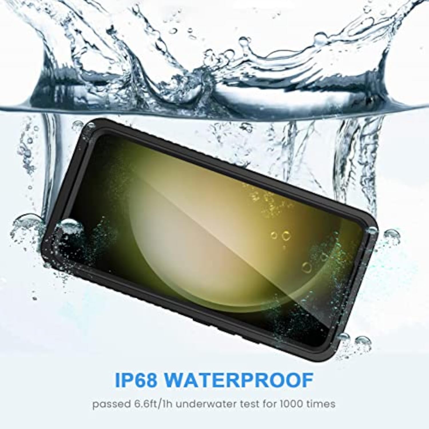 Samsung Galaxy S23 Rugged Case with Built-in Screen Protector, IP68 Waterproof Dustproof Mil-Grade Shockproof Protective Cover for Galaxy S23 5G 6.1 Inch, Black