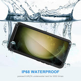 Samsung Galaxy S23 Rugged Case with Built-in Screen Protector, IP68 Waterproof Dustproof Mil-Grade Shockproof Protective Cover for Galaxy S23 5G 6.1 Inch, Black