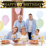 Black & Gold 60Th Birthday Banner Decorations - Extra Large 118"X20" Reusable Yard Sign For Men & Women, Over The Hill Party Decor Indoor Outdoor, Diamond Jubilee Celebration