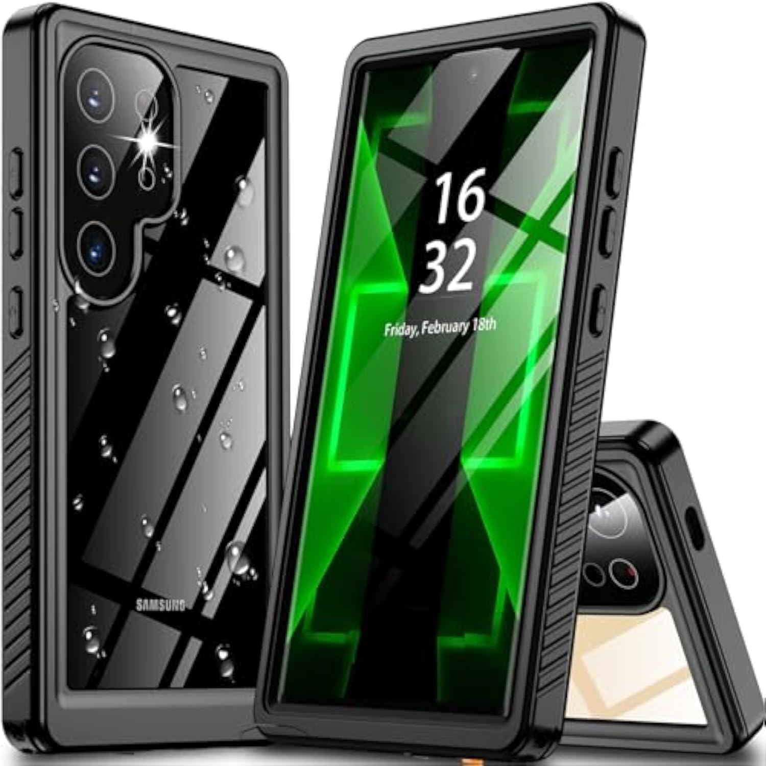 For Samsung Galaxy S24 Ultra Case Waterproof, S24 Ultra Case With Built-In Screen Protector [Support Fingerprint Unlock][360°Full Body Guard][12Ft Military Grade] S24 Ultra Phone Case (Black)