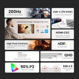 Media Monitor Ew270Q Qhd Resolution, 90% P3 Color Coverage, 200Hz Refresh Rate, Dual 5W Speakers, 65W Usb-C, Exceptional Audiovisual Enjoyment