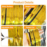 2-Pack Black Gold Foil Fringe Curtains 3.3x6.6 ft for Party and Event Decor