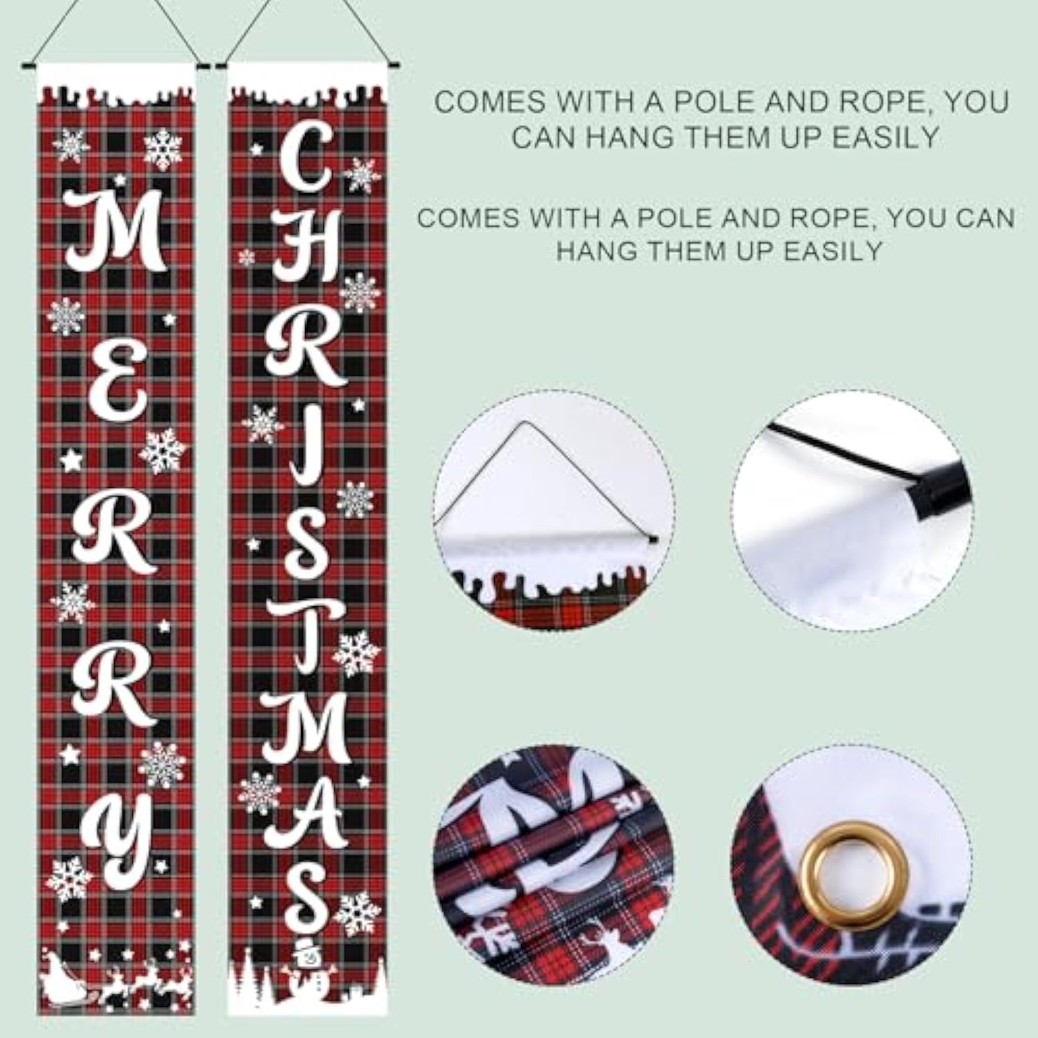 2 Pcs Merry Christmas Door Banners, Merry Christmas Hanging Couplet Merry Christmas Porch Sign Merry Christmas Decoration For Home Yard Door Christmas Decoration