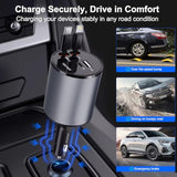 Retractable Car Charger 4 In 1 Fast Charge Usb C Car Charger Adapter With Retractable Cord Cable 100W, Car Phone Charger For Iphone 15 Pro Max Plus 14 13 12