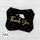 Faux Gold Confetti Graduation Thank You Cards / 100 Bulk Note Cards With White Envelopes / 4 1/4" X 5 1/2" High School College Grad Greeting Cards/Made In The Usa