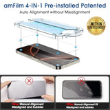 amFilm Auto-Alignment OneTouch for iPhone 16 Pro Max [6.9''] Screen Protector + Camera Lens Protector, Tempered Glass, 30 seconds Installation, Bubble Free, Case Friendly, Anti-Scratch [2+2 Pack]