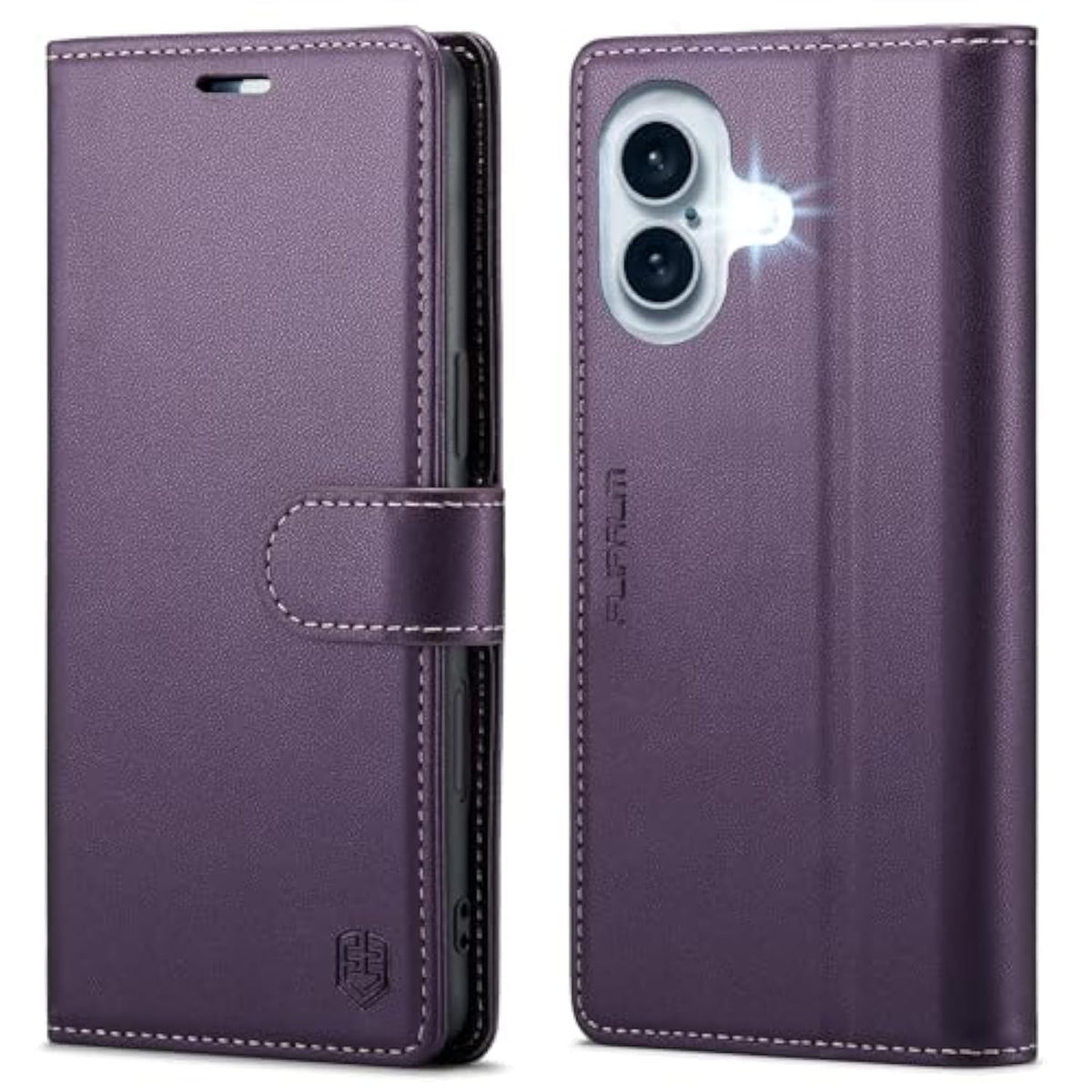 iPhone 16 6.1" Wallet Case with RFID Blocking, Kickstand, Shockproof PU Leather Cover