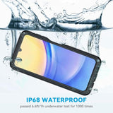 For Samsung Galaxy A15 5G Phone Case, Ip68 Waterproof Dustproof Cover With Screen Protector, Heavy Duty Full Body Protective Case For Samsung Galaxy A15 5G, Black/Clear