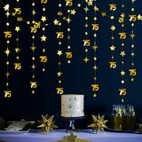 Gold 75th Birthday Garland: Metallic Stars & Dots Party Decor