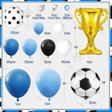 Soccer Balloon Garland Arch Kit, 103Pcs 18 12 10 5Inch Blue White Soccer Balloons With 18Inch Football Foil Balloons For Sports Theme Soccer Party Decorations