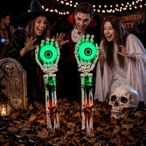 Halloween Decorations Outdoor, 2 Packs Skeleton Hands for Halloween Decor
