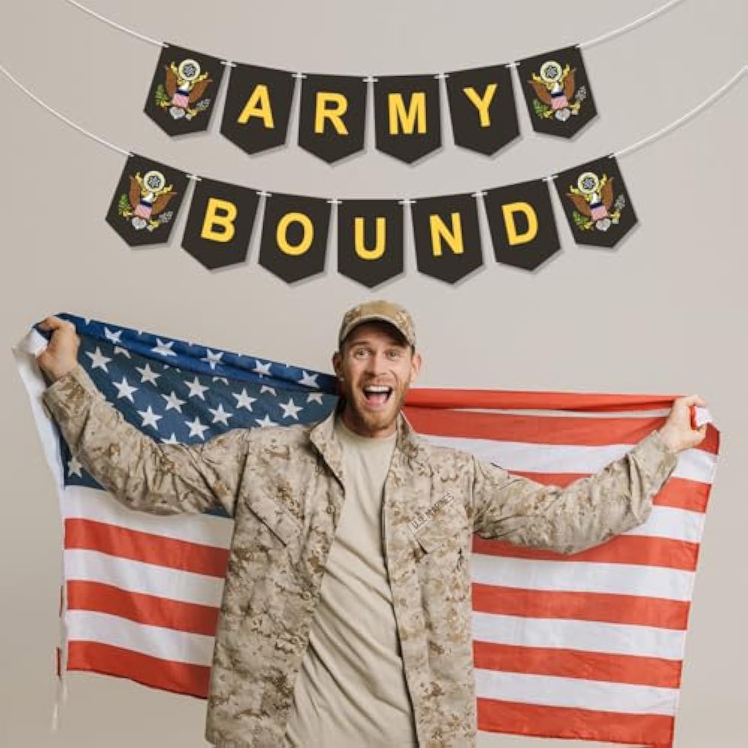 Military Bound Banner For Army Recruits, Graduation & Farewell Parties - Decoration Supplies