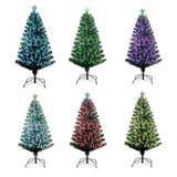 5Ft Pre-Lit Fiber Optic Christmas Tree With Lighted Star, Pvc & Iron Construction, Green Artificial Christmas Tree With 195 Branch, Indoor Christmas Decorations, Holiday Home Xmas Decoration
