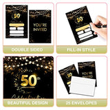 50Th Anniversary Invitations Cards, Black Gold Glitter Wedding Anniversary Invitations With Envelopes, Celebrate With Us Fill-In Invites Cards, Anniversary Party Supplies Decorations(Pack Of 25)