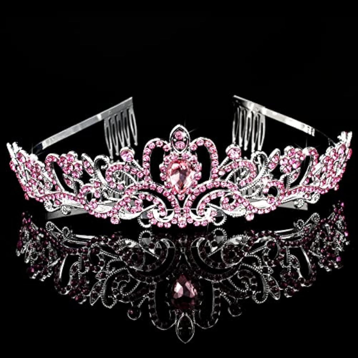 Princess Crown & Birthday Sash Set: Rhinestone Tiara, Glitter Pink
