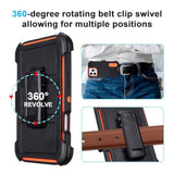 For Black Iphone 16 Pro Max Phone Case With Belt Clip Heavy Duty Holster Shockproof Cases,3 Layers Of Sturdy,Military Grade Protective Cases For Iphone 16 Pro Max Case With Clip (Black+Orange)