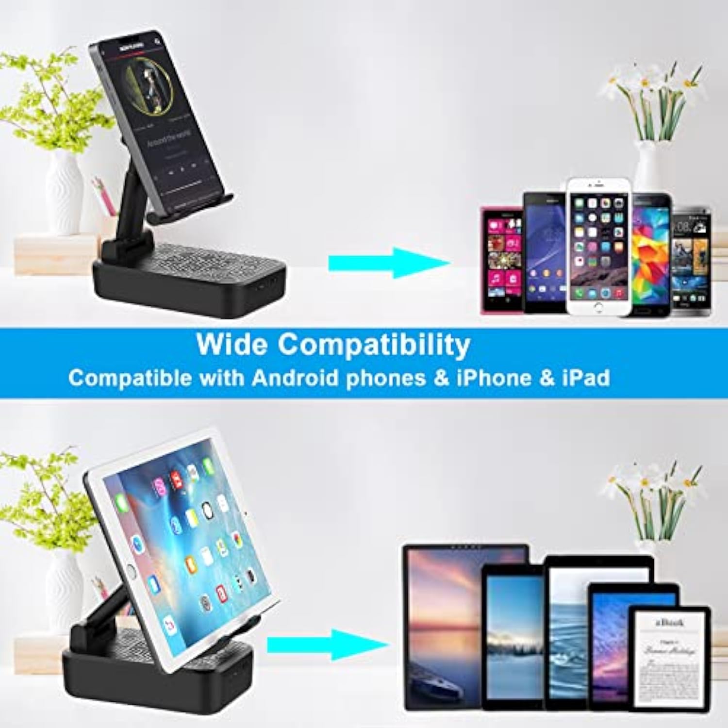 Cell Phone Stand With Wireless Bluetooth Speaker, Hd Surround Sound Bluetooth Speaker For Home Kitchen And Outdoors Compatible With Mobile Phone, Tablets, Gifts For Men Women