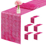 6 Packs 12 X 72 Inches Sequin Table Runner, Hot Pink Glitter Table Runner For Birthday Party Supplies Wedding Engagement Baby Shower Holiday Celebration Event Decorations