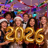 2026 Gold Number Foil Balloons 16in Party Decorations
