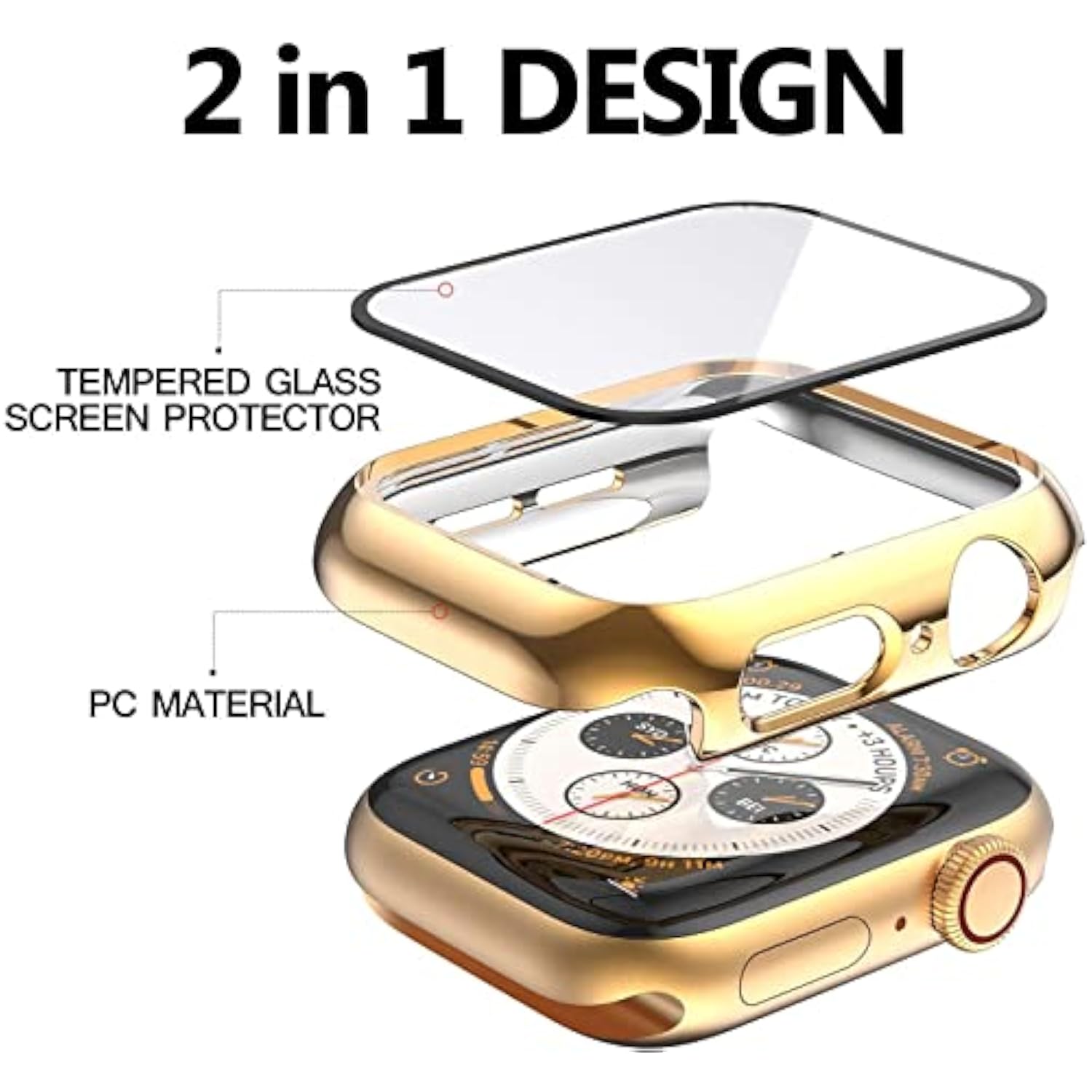 42Mm Hard Plated Case For Apple Watch Series 11 10 42Mm Tempered Glass Screen Protector Case, Full Coverage Ultra-Thin Shockproof Bumper Iwatch Cover (Gold, 42 Mm)