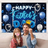 Happy Father's Day Backdrop Banner -Blue Theme Fathers Day Photo Booth Props,Outdoor Indoor Party Decorations for Dad, Backdrop, Yard, Family Celebration