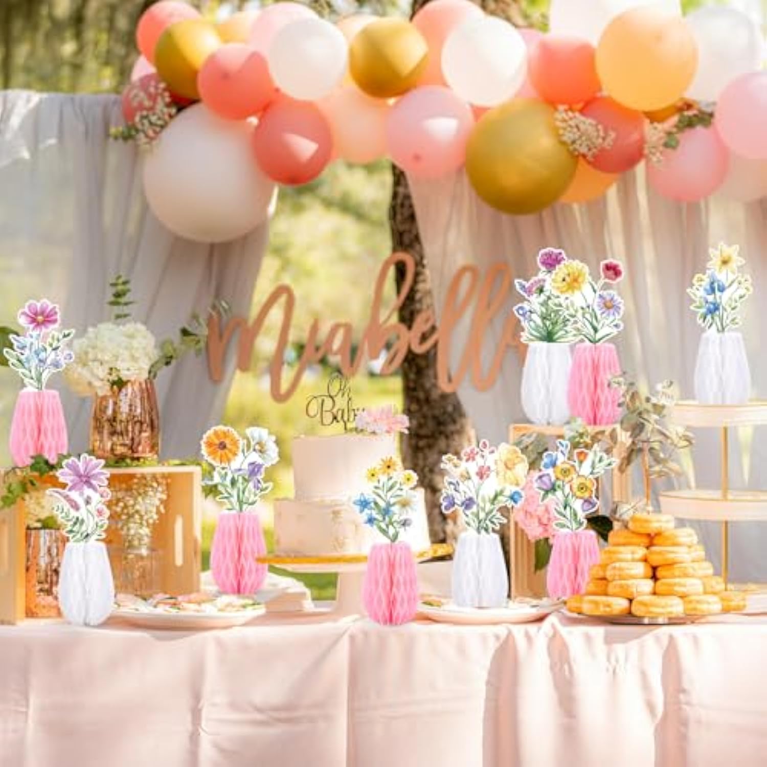 Wildflowers Honeycomb Centerpieces Table Toppers Spring Table Party Decorations For Wedding Little Wildflowers Baby Shower Bridal Shower Party Supplies, 9 Pcs