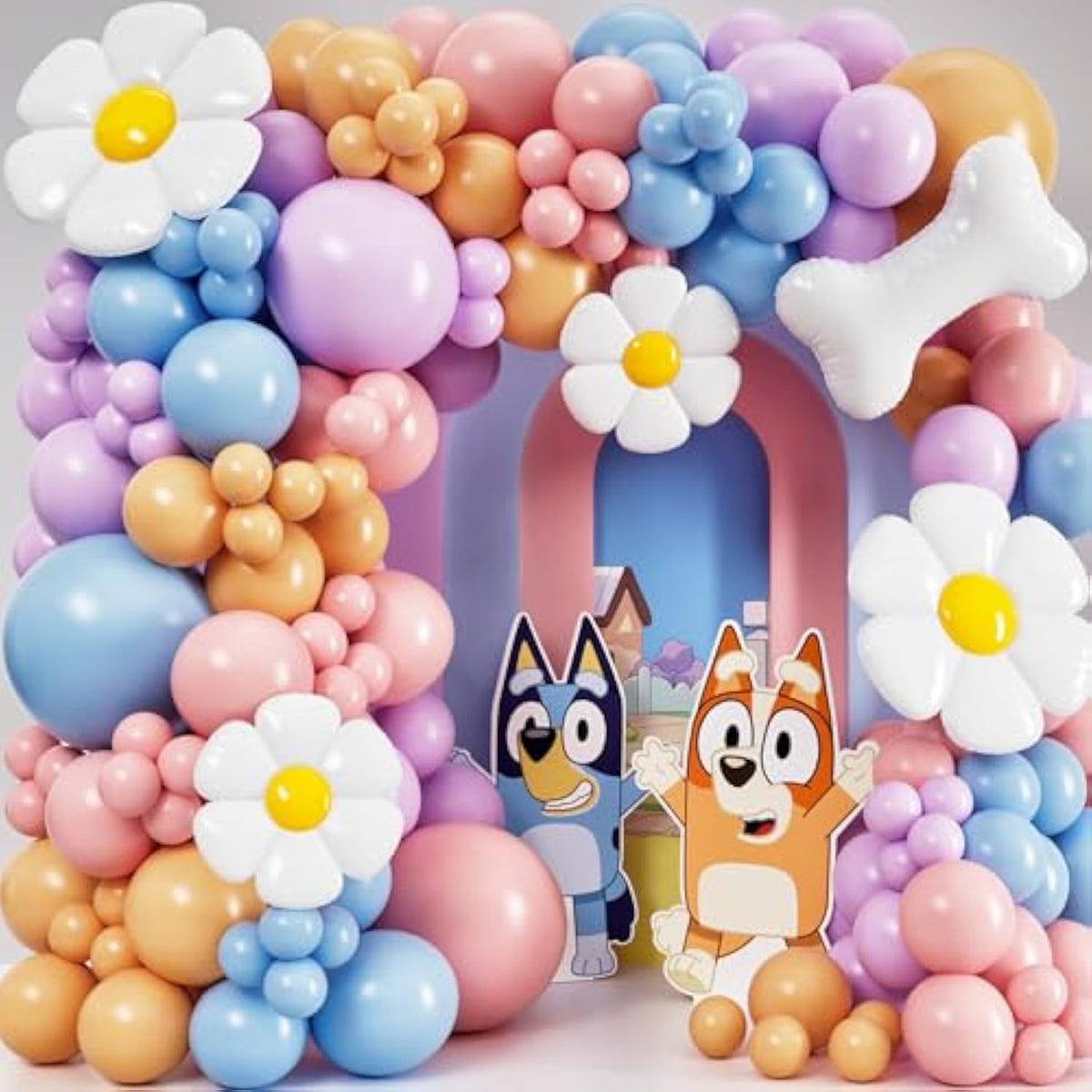 All-In-1 Blue Balloon Arch Kit With Bonus Bone & Daisy Balloons For Birthday Decoration Girl - Pastel Balloons Garland For Blue Party Decorations & Party Supplies - Puppy Party Decorations