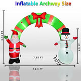 12 Ft Lighted Christmas Inflatable Archway, Inflatable Santa Claus And Snowman Arch Indoor And Outdoor Holiday Decoratio