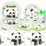 81Pcs Panda Birthday Party Tableware Plates Cups Napkins Forks Spoons