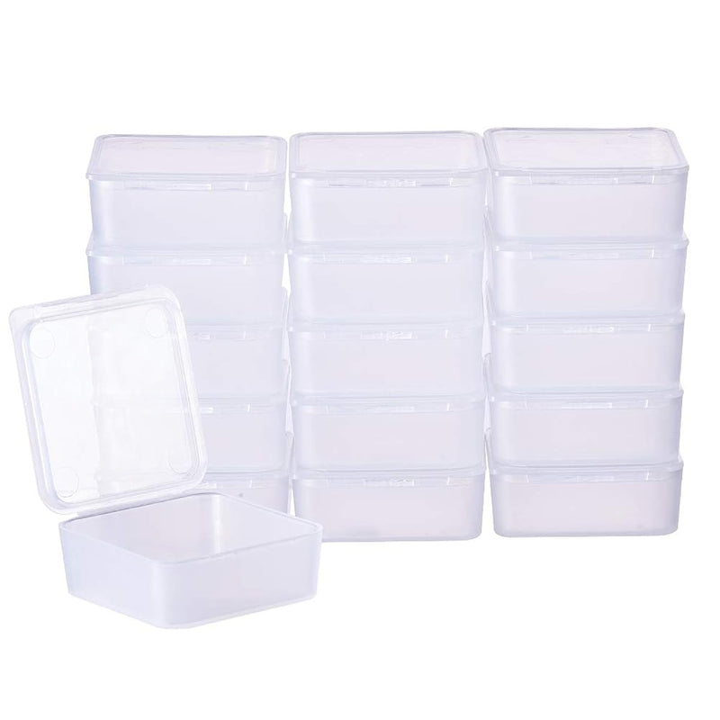 24 Pack Square Frosted Clear Plastic Bead Storage Containers Box Case With Lid