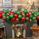 60Pc Christmas Balloon Kit Red Green Clear Confetti Garland Arch